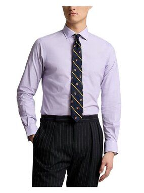 NWT Polo Ralph Lauren Cotton Poplin Custom Fit Dress Shirt Purple Mens Sz 15 1/2
